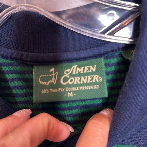 Amen Corner Masters Logo Polo Navy/Green Golf Shirt. Size Medium. - Picture 4 of 9